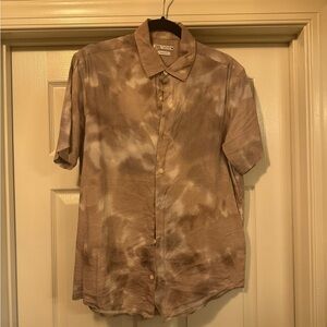 Zara Men's Brown Tie-Dye Shirt
